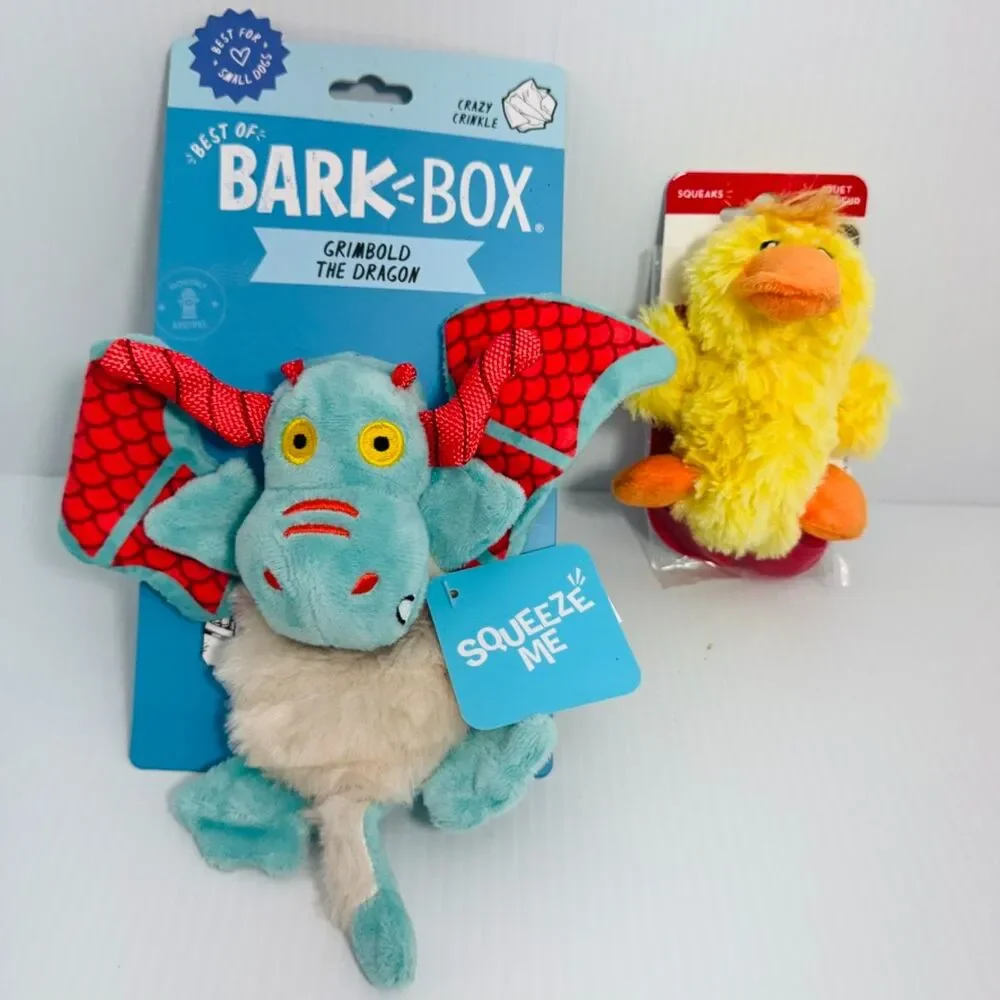 NWT BarkBox 2-Piece Plush Dog Toy Lot & Eddie Bauer Fleece-Lined Nylon Bandana